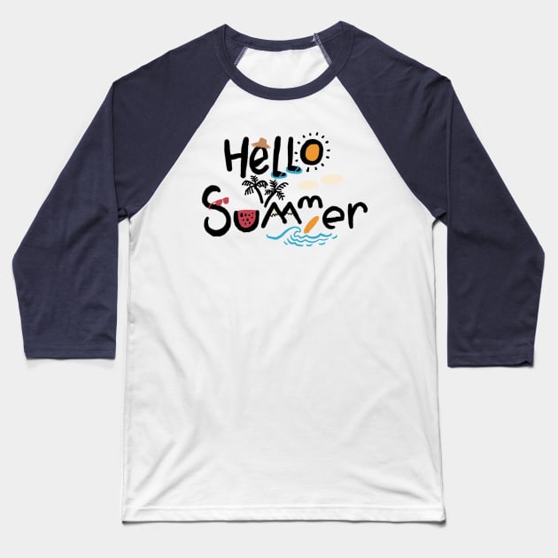 Hello Summer Baseball T-Shirt by Chewbarber